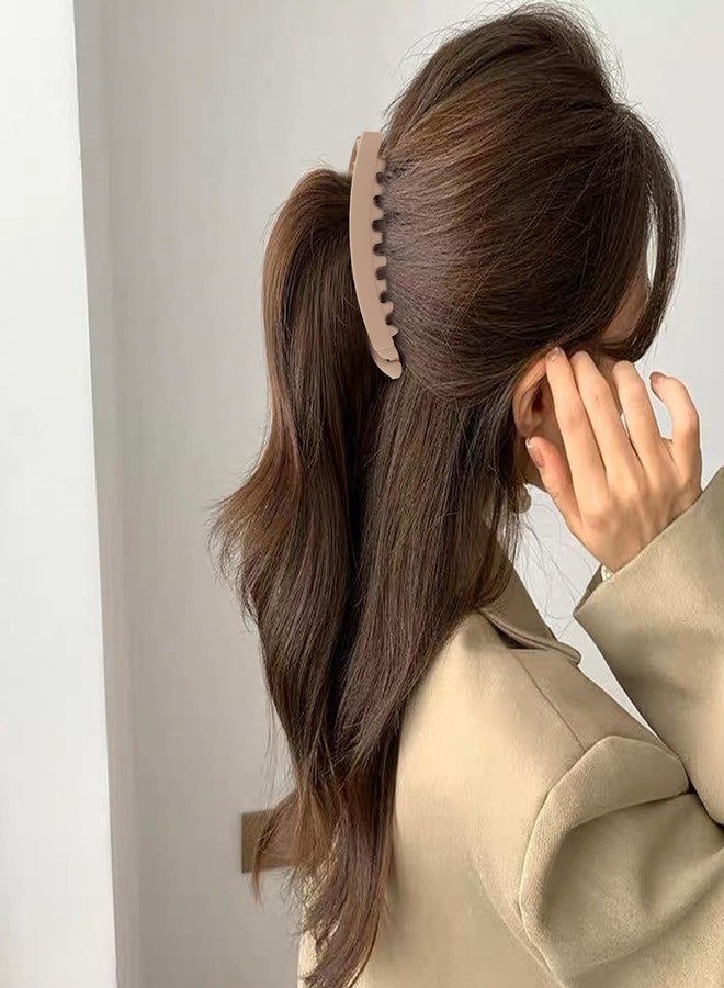 هابدو مجموعة مشابك شعر هابدو المكونة من 6 قطع على شكل موزة للشعر الكثيف، مشبك شعر موزة غير لامع لتسريحات الشعر النسائية ذات الحجم الكبير، إكسسوارات كبيرة وقوية لتثبيت ذيل الحصان والكعكة (أسود، أزرق، بني، كاكي، وردي، بيج) - Image 4